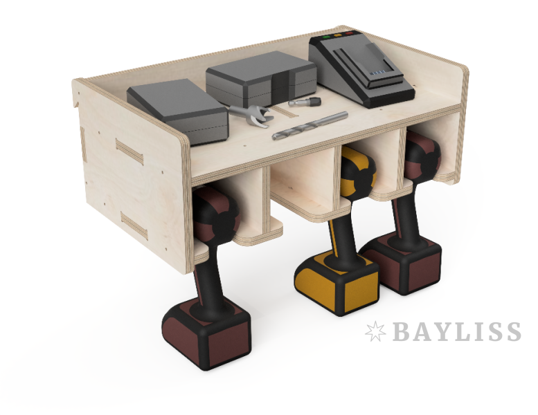 картинка Полка для шуруповертов 2 отсека "ДрелингСтор-45.2" от магазина BAYLISS
